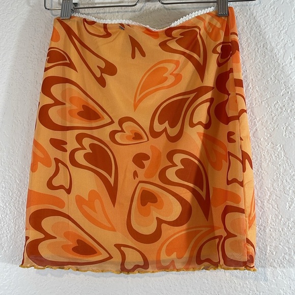 PRINCESS POLLY THEORDORE MINI SKIRT ORANGE HEARTS SIZE 4 NEW - Picture 3 of 10